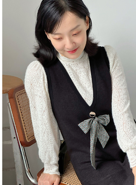 MP复古原设计 气质优雅V领背心鱼尾厚实针织毛衣长款连衣裙复活款