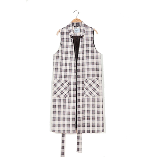 MP英伦复古原创设计麂皮质感柔软厚实格子中长款马甲背心修身外套