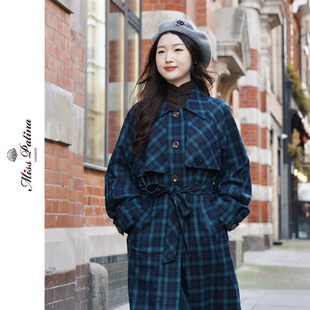 MP英伦复古学院风格子中长款风衣大衣外套