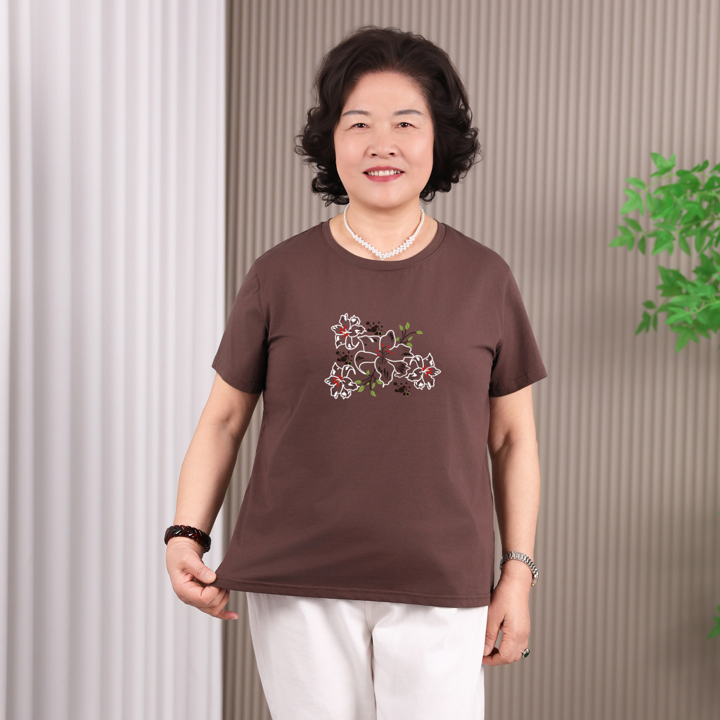 200斤胖妈妈夏装纯棉短袖T恤加肥加大码中老年人宽松上衣吸汗透气