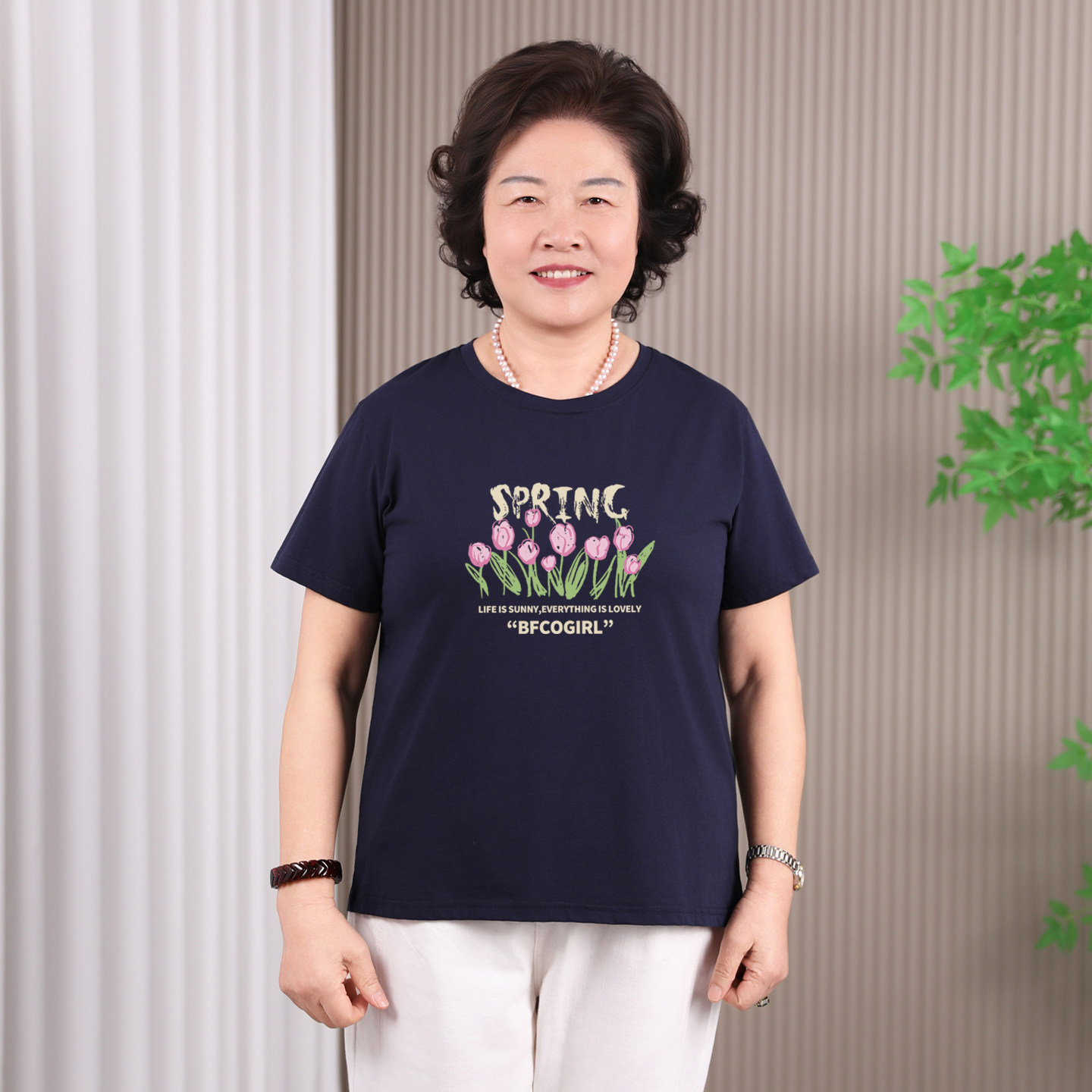中年妈妈装纯棉t恤夏季新款肥胖女士短袖大码女装上衣老太太衣服
