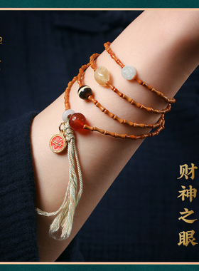 禅木匠橄榄核竹节多宝珠手链
