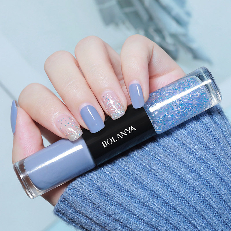 李佳琦推荐指甲油免烤持久快干2022年新款秋冬色系女品牌亮片蓝色