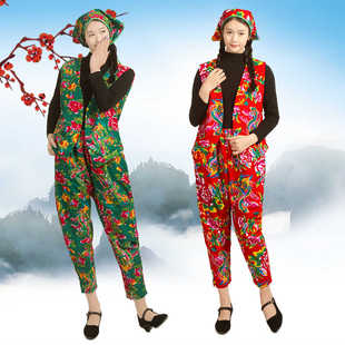 东北大花马甲套装广场舞结婚打鼓网红二奶奶团体演出服新款民族风