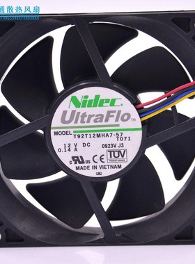 原装NIDEC T92T12MHA7 12V 0.14A 9025 9CM 4线静音机箱散热风扇