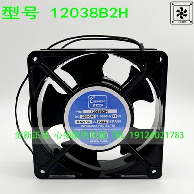 WENHENG BT220 12038B2H 220V轴流风机 12CM 正方形散热风扇