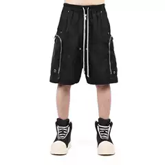 2026 Dark RO Zipper Wide Leg workwear, cropped pants with side pockets, cannonball shorts, baggy shorts, RICK style
