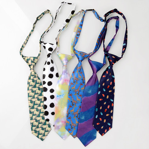 印花复古时尚短款学院风小领带