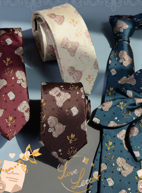 【霖悦君】小熊情书原创jk领带女制服衬衫小物dk男百搭甜美领结酷