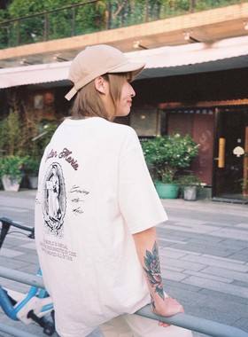 PAGE026夏季260g竹节棉小众透气T恤原创玛丽亚主题HumanMade短袖