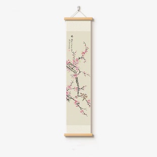 新中式梅花花鸟挂屏装饰画客厅书房玄关办公禅意中国风卷轴壁画