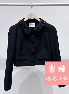 MWGC40519 摩萨克女装2026年春季新款休闲风外套翻领纽扣毛呢外套