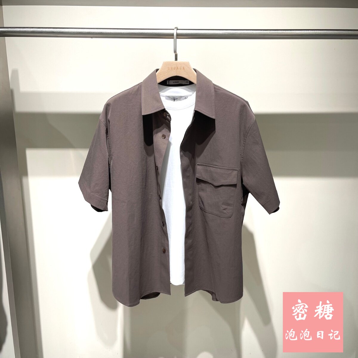1RL21312181 GRSAGA男装2026年夏季新款通勤短袖衬衫宽松翻领休闲