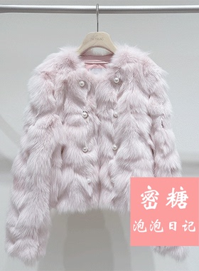 MAGC02101 摩萨克女装2026年春季新款狐狸毛皮短款皮草外套休闲风