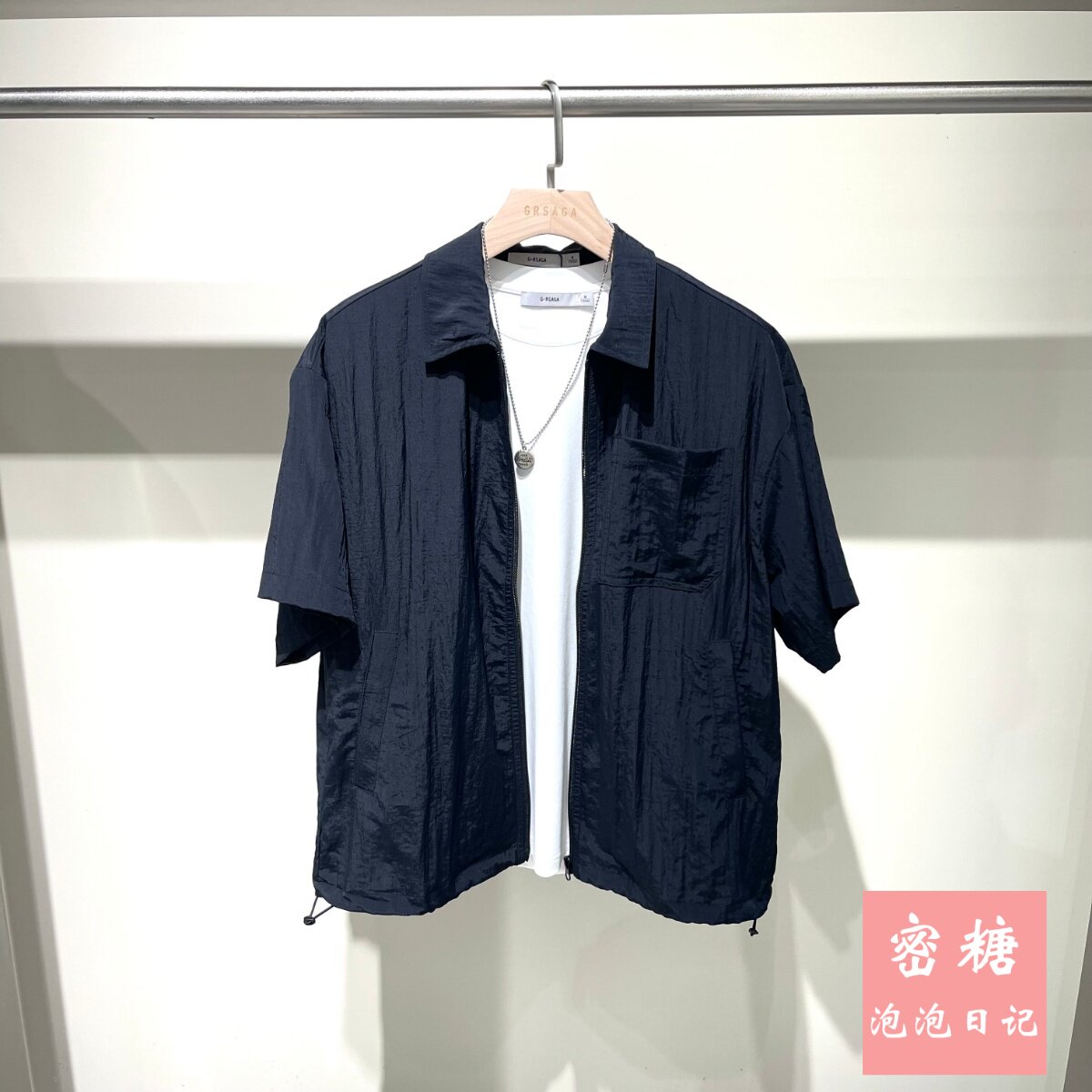1RL21412554 GRSAGA男装2026年夏季新款休闲短袖衬衫宽松百搭衬衣