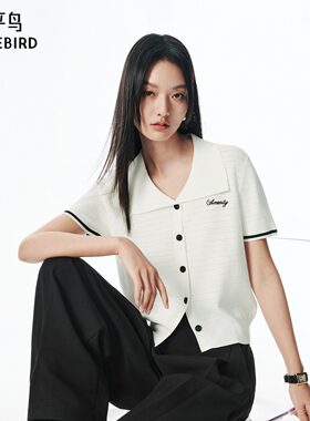 太平鸟女装POLO领短袖针织衫