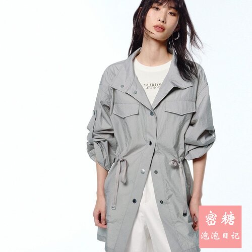 太平鸟夏季收腰通勤工装风衣女
