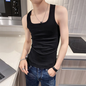 社会小伙夏季男生无袖背心圆领休闲纯色针织T恤男C203-5271-特P18图片