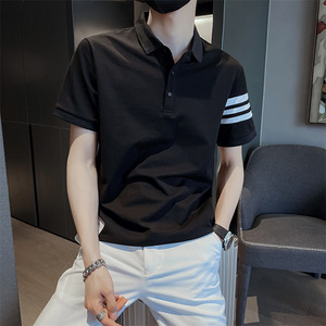 社会小伙夏季男士翻领纯色短袖T恤青年休闲Polo衫C203-8805-P58图片
