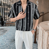 2026夏季薄款短袖上衣轻熟风高品质抖音男士花衬衣C203-8810-P58，男装T恤，电商C208