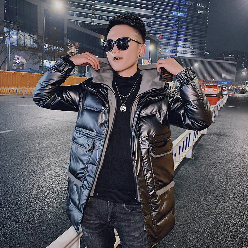 精神小伙冬季男士连帽羽绒服保暖白鸭绒亮面外套C203-5138-特P195，男装羽绒服，电商C208