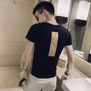 社会小伙夏季男士刺绣T恤时尚修身短袖打底衫C203-5024-P38控58图片