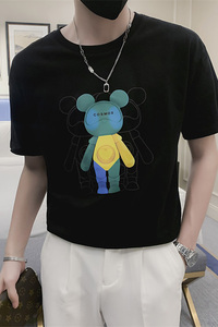 精神小伙夏季青少年短袖t恤男时尚印花圆领休闲体恤C203-8825-P38图片