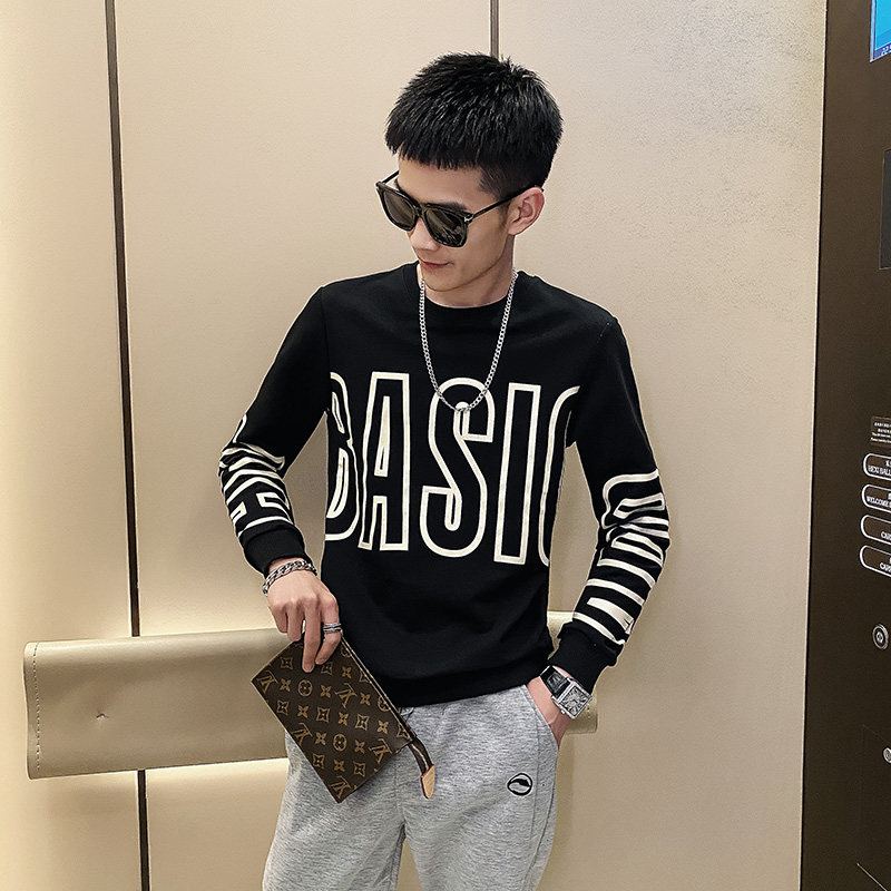 社会小伙秋季男士潮牌卫衣字母印花长袖套头上衣C203-5201P58控78，男装卫衣，电商C208