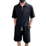 精神小伙夏季青年男生纯色套装短袖短裤修身两件套C203-6695-P88，男装牛仔裤，电商C208