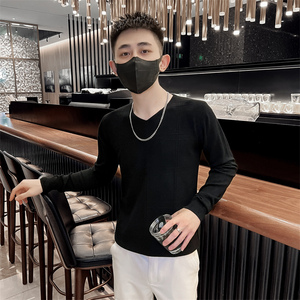 2025秋冬季新款男士套头打底衫V领纯色针织衫C203-8846-特P28