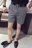 社会小伙夏季男士格子短裤潮牌系皮带直筒5分西裤男C203-602-P38，男装牛仔裤，电商C208