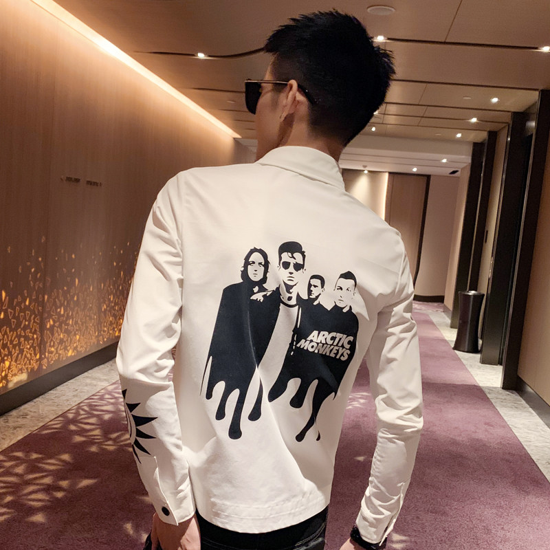 社会小伙春秋季男士长袖印花衬衫帅气潮流衬衣C203-1004-P55控78，男装衬衫，电商C208