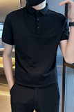 精神小伙夏季男士翻领polo衫时尚潮牌黑色短袖t恤C208-8878-特P45，男装T恤，电商C208