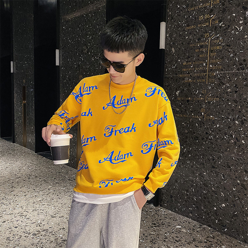 社会小伙男士假两件套头卫衣圆领宽松休闲外套C203-5207-P68控98，女装短外套，电商C208