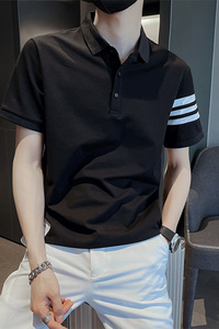精神小伙夏季男士翻领纯色短袖T恤青年休闲Polo衫C203-8805-P58图片