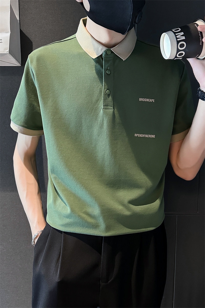 精神小伙夏季男士短袖t恤潮牌翻领polo衫拼色体恤C203-8865-特P48,男装T恤,电商C208