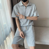 精神小伙夏季青年男生短袖短裤套装时尚休闲两件套C203-6695-P88，男装牛仔裤，电商C208