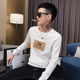 社会小伙春秋季男士潮牌卫衣时尚刺绣圆领修身针织衫5060-P45控68，男装针织衫/毛衣，电商C208