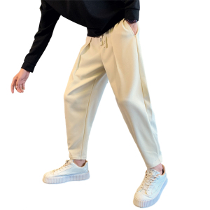 春秋季青年男生流行休闲长裤帅气百搭咖啡色小脚卫裤C203-6677P68图片