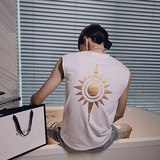 精神小伙夏季纯棉印花背心青少年无袖圆领针织T恤男C203-5035-P28，男装背心/马甲，电商C208