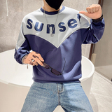 社会小伙春秋季男士阔版拼色卫衣圆领印花宽松上衣C203-5280-P68，男装卫衣，电商C208