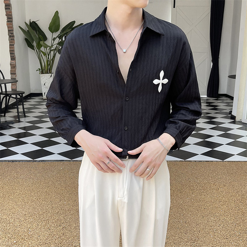 秋季青年男士长袖纯色衬衫轻奢风高品质抖音直播款C203-8834-P58，男装衬衫，电商C208