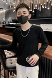 社会小伙冬季v领针织衫纯色套头打底衫修身毛衣男C203-8846-特P28，男装T恤，电商C208
