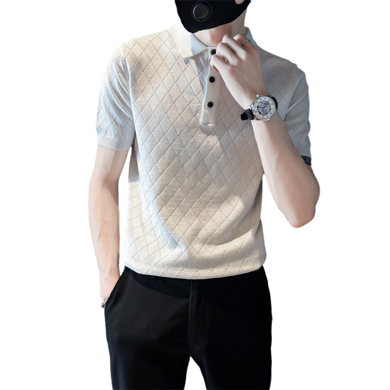 社会小伙夏季男士短袖t恤纯色修身潮流翻领polo衫C203-8868-特P48,男装T恤,电商C208