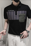 2026夏季新款短袖拼色T恤男时尚休闲潮牌修身Polo衫C203-8814-P58，男装T恤，电商C208