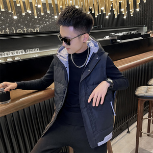 连帽羽绒马甲男秋冬季外穿男款坎肩保暖无袖背心高级马夹1075P118图片