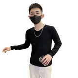 社会小伙冬季v领针织衫纯色套头打底衫修身毛衣男C203-8846-特P28，男装T恤，电商C208