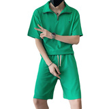 精神小伙夏季青年男生短袖短裤套装时尚休闲两件套C203-6695-P88，男装牛仔裤，电商C208