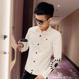 社会小伙春秋季男士长袖印花衬衫帅气潮流衬衣C203-1004-P55控78，男装衬衫，电商C208