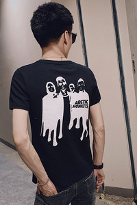 精神小伙夏季圆领套头休闲T恤男时尚印花潮牌针织衫C203-5045-P38图片